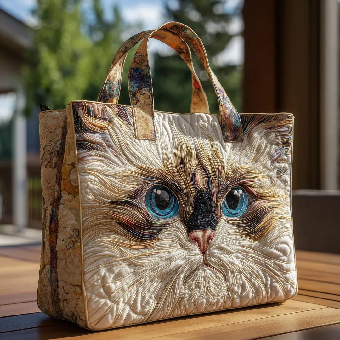 Bolsa Artesanal - Gato Blanco con Ojos Azules