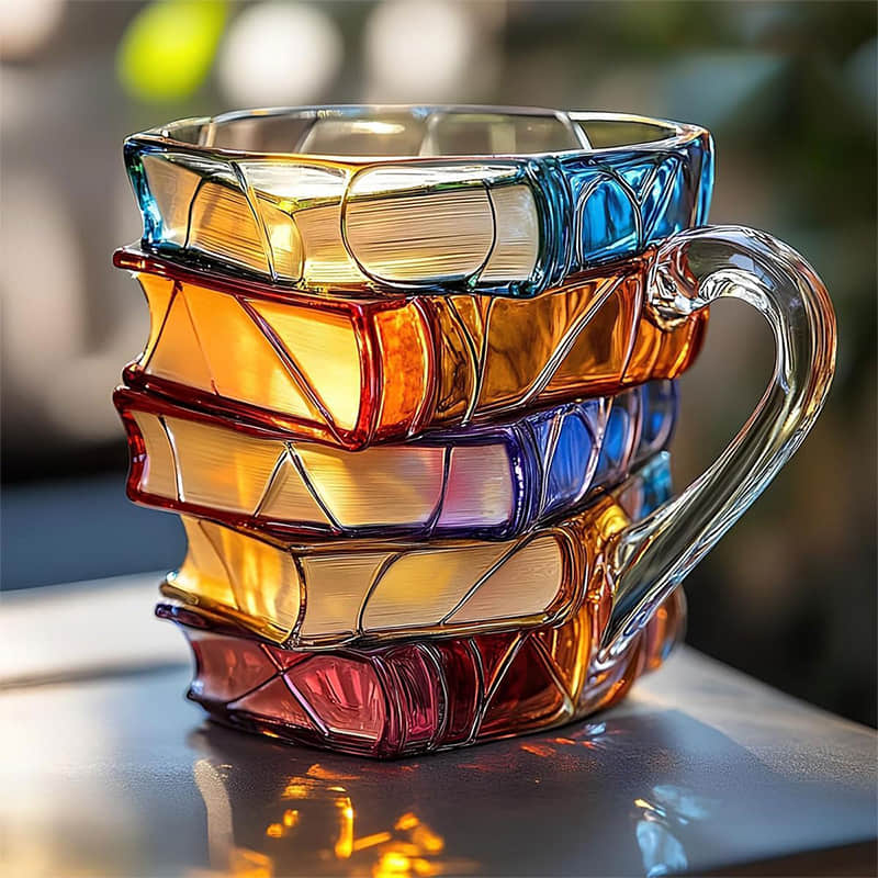 Taza Única Hecha a Mano 3D de Felicidad para Entusiastas de la Lectura
