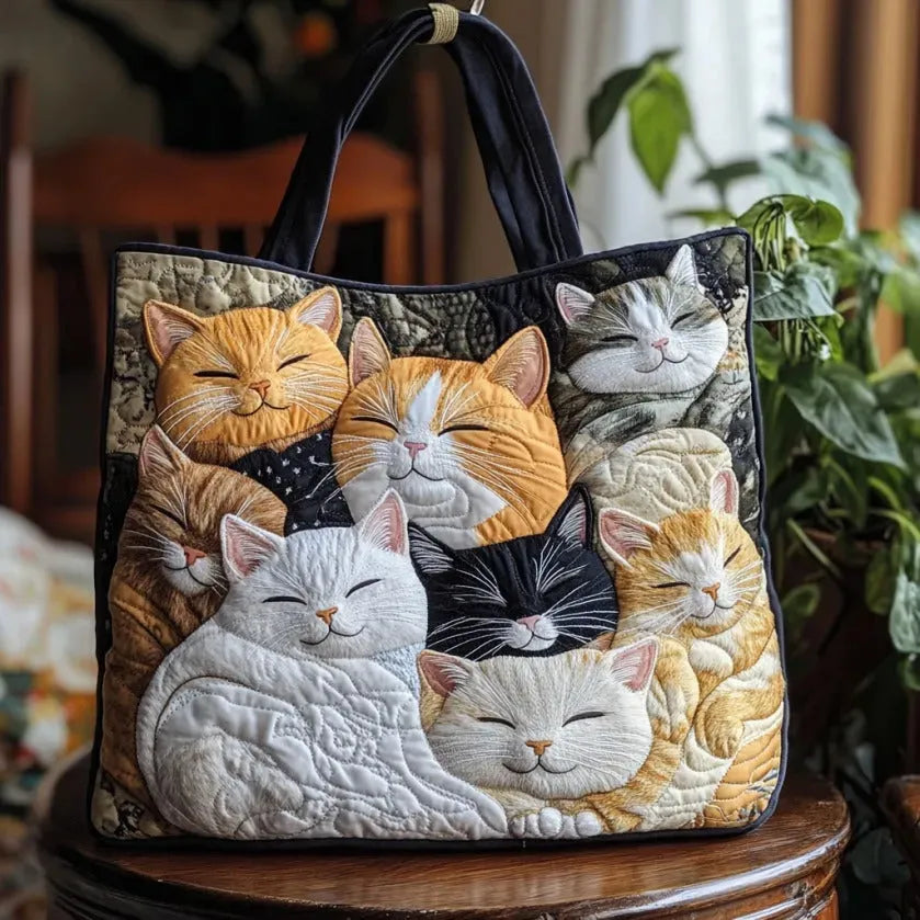 Bolso Acolchado Artesanal - Gatitos Durmiendo