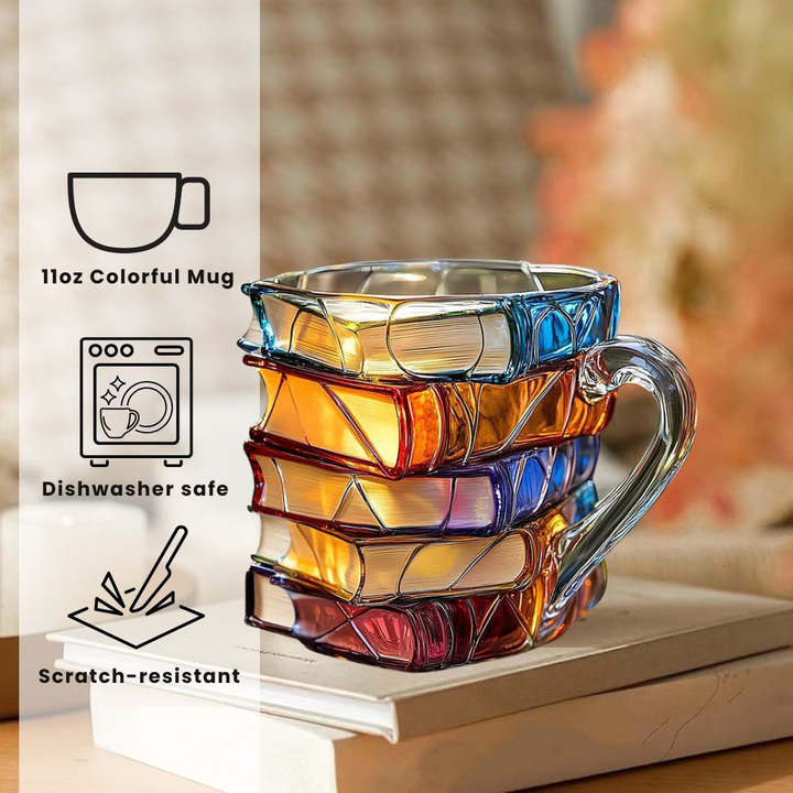Taza Única Hecha a Mano 3D de Felicidad para Entusiastas de la Lectura